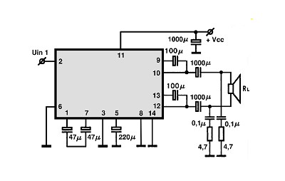 LA4440 BTL circuito eletronico